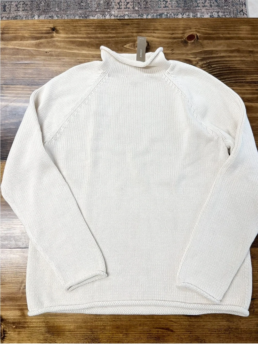 J. Crew Men’s 1988 Rollneck Sweater in Mountain White Cream Cotton Size Medium